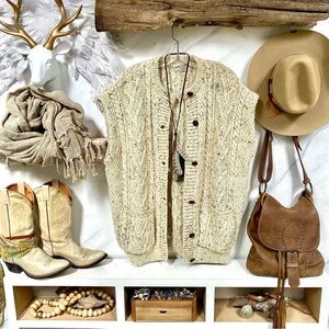 Wool cable knit Limited EDITION spring chalet vest prairie farmhouse cabin vibe